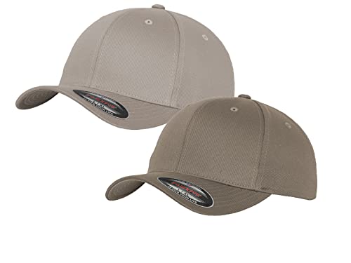 2er Flexfit Unisex Wooly Combed Cap Baseball Caps graue Unterseite S M L XL XXL Basecap Mütze, L/XL, 1x Grau + 1x Silber + 1x HL-Kauf Notizblock von HLKauf