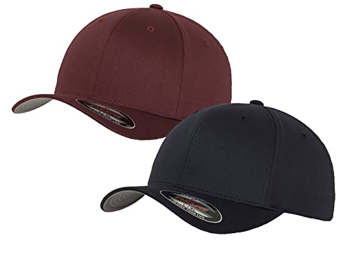 2er Flexfit Unisex Wooly Combed Cap Baseball Caps graue Unterseite S M L XL XXL Basecap Mütze, L/XL, 1x Maroon + 1x Dark Navy + 1x HL-Kauf Notizblock von HLKauf