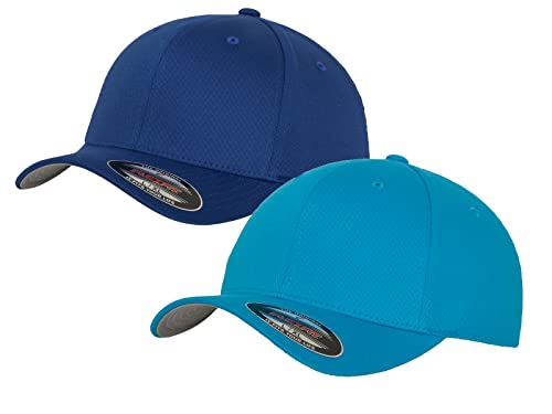 2er Flexfit Unisex Wooly Combed Cap Baseball Caps graue Unterseite S M L XL XXL Basecap Mütze, L/XL, 1x Royal + 1x HawaiianOcean + 1x HL-Kauf Notizblock von HLKauf