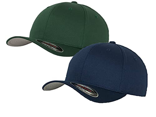 2er Flexfit Unisex Wooly Combed Cap Baseball Caps graue Unterseite S M L XL XXL Basecap Mütze, S/M, 1x Spruce + 1x Navy + 1x HL-Kauf Notizblock von HLKauf