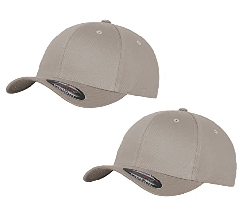 2er Flexfit Unisex Wooly Combed Cap Baseball Caps graue Unterseite S M L XL XXL Basecap Mütze, S/M, 2X Silber + 1x HL-Kauf Notizblock von HLKauf