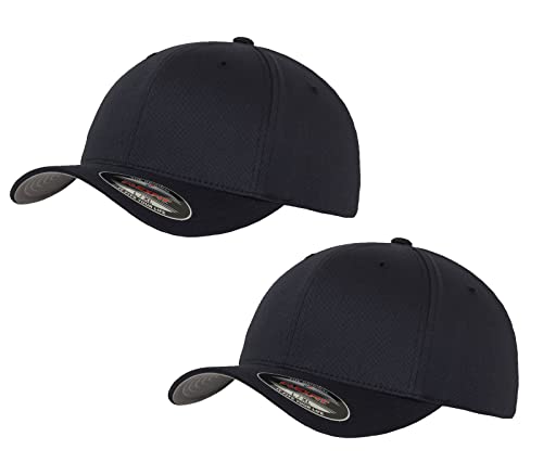 2er Flexfit Unisex Wooly Combed Cap Baseball Caps graue Unterseite S M L XL XXL Basecap Mütze, XXL, 2X Dark Navy + 1x HL-Kauf Notizblock von HLKauf