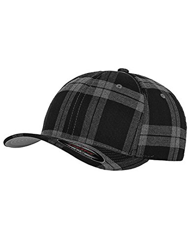 Flexfit Caps Wooly Combed Cap Delta Tartan Glen Unisex Cap Baseball XXS-XXL Basecap Mütze, L-XL, 1x Tartan Plaid Black/Grey & 1x HL-Kauf Notizblock von HLKauf