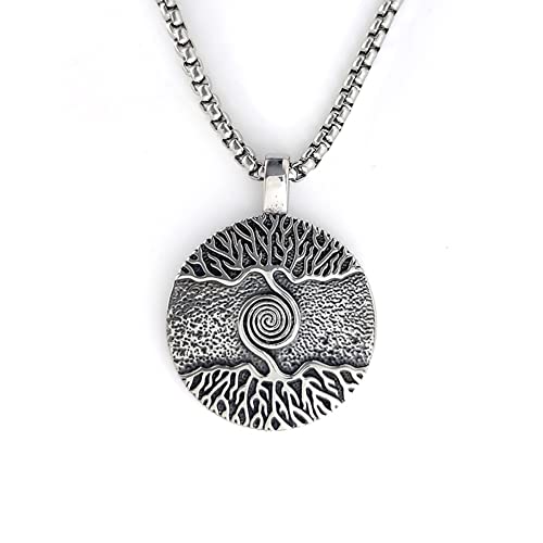 Wikinger-Baum-des-Lebens-Anhänger, Halskette für Männer und Frauen, Mandala-Blume des Lebens, Schmuck, Yoga, Weltbaum-Halskette, nordischer Mythos, Zink, kein Edelstein von HLMIN