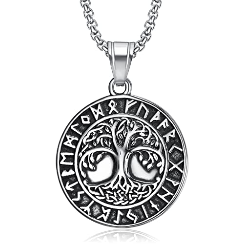 Wikinger Baum des Lebens Anhänger Halskette für Männer und Frauen, Stammbaumschmuck, keltischer Knoten, Weltbaum-Halskette, nordischer Mythos, Zink, kein Edelstein Wikinger Baum des Lebens Anhänger Halskette für Männer und Frauen, Stammbaumschmuck, keltischer Knoten, Weltbaum-Halskette, nordischer Mythos, Zink, kein Edelstein von HLMIN