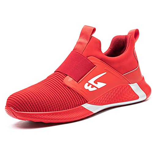 Sicherheitsschuhe Herren Leichte Arbeitsschuhe Damen rutschfeste Atmungsaktive Stahlkappenschuhe Schutzschuhe Rot 42 von HLPGZL