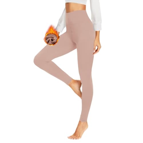 HLTPRO Thermo Leggings Damen im Winter, High Waist Thermohose Gefütterte Thermoleggins Warm Blickdicht für Sport(Hautfarbe,2XL) von HLTPRO