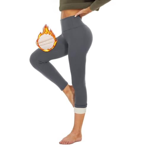 HLTPRO Thermo Leggings Damen Gefütterte Winter High Waist Thermohose Dicke Thermoleggings Warm Leggins für Outdoor Hause Dunkelgrau M von HLTPRO