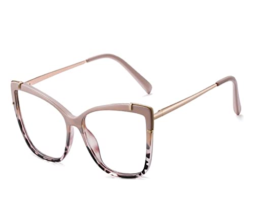 HLVDLSNI Anti-Blaulicht-Brillenrahmen Transparenter Computer-Brillenrahmen for Frauen Mode optische Brille(Pink Leopard) von HLVDLSNI