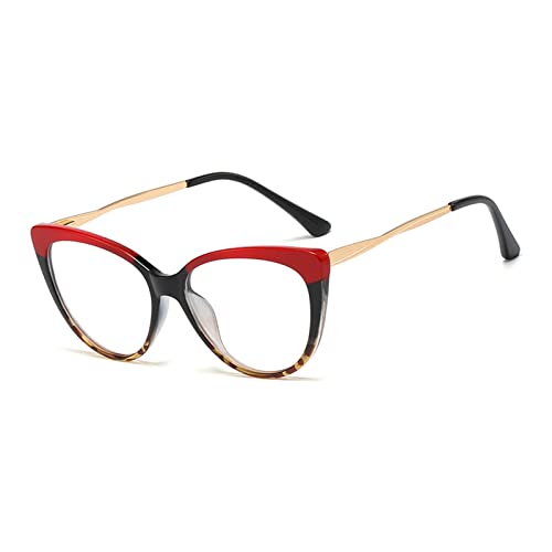 HLVDLSNI Brille Transparent Anti Blaulicht Optisches Brillengestell Große TR90 Mode Computerbrille(Red Leopard) von HLVDLSNI