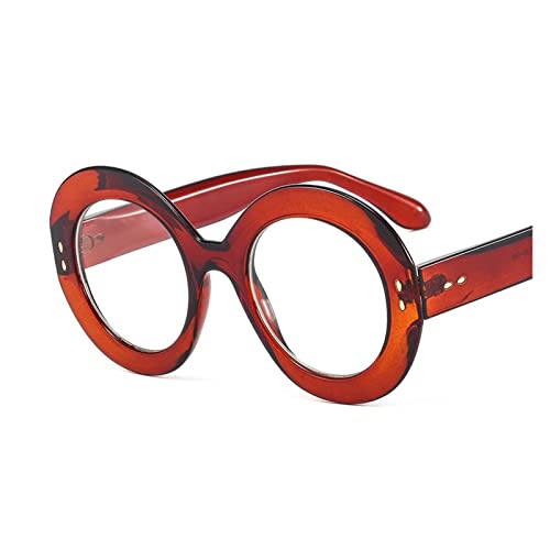 HLVDLSNI Brillengestell im Vintage-Stil for Damen, oval, modisch, übergroß, transparent, orange, dekorative Brille, klare Linse(Tea) von HLVDLSNI