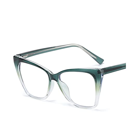 HLVDLSNI Damen Cat Eyes Frame Fashion Extra große transparente Computer Damen(Green Clear) von HLVDLSNI