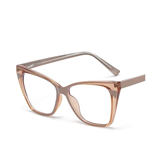 HLVDLSNI Damen Cat Eyes Frame Fashion Extra große transparente Computer Damen(Tea Pink) von HLVDLSNI