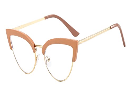 HLVDLSNI Damen Cat Eyes Rahmen Elegante Damen Transparente Optik Damenbrille(Pink) von HLVDLSNI