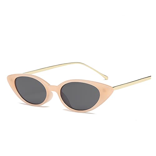 HLVDLSNI Damen-Katzenaugen-Sonnenbrille-Frauen-Marken-Entwerfer-Mode-kleiner Rahmen-Sonnenbrille for weiblichen Trend Glasees UV400(C1) von HLVDLSNI