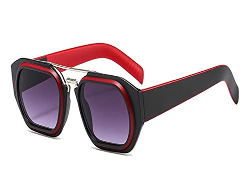 HLVDLSNI Einzigartige Spiegel Quadratische Sonnenbrille Männer Frauen Neue Luxus Designer Sexy Coole Sonnenbrille Weibliche Uv400 Rechteck Shades Männer(Gray Red) von HLVDLSNI