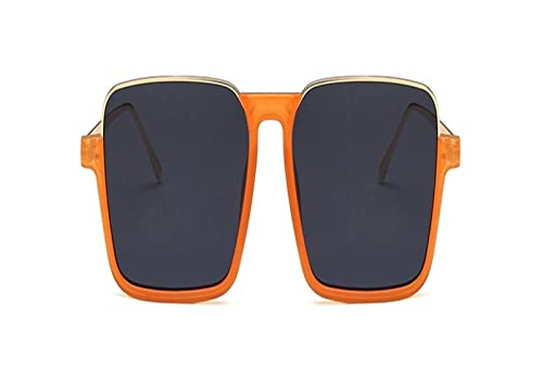HLVDLSNI Frauen übergroße quadratische Brille Vintage Metall Halbrahmen transparenter optischer Rahmen Brillen Brillengestelle(Orange Black) von HLVDLSNI