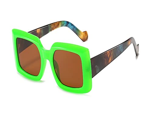 HLVDLSNI Gelbes quadratisches Brillengestell for Frauen übergroße Mode transparente optische Brillengestelle weibliche klare Brillen Brillen(Green) von HLVDLSNI