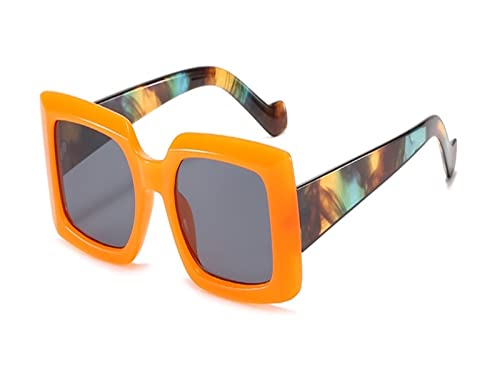 HLVDLSNI Gelbes quadratisches Brillengestell for Frauen übergroße Mode transparente optische Brillengestelle weibliche klare Brillen Brillen(Orange) von HLVDLSNI