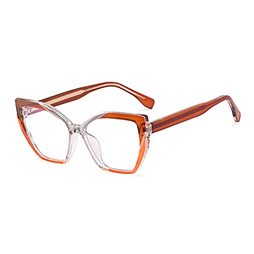 HLVDLSNI Klarer Cat-Eye-Rahmen for Damenmode-Luxusmarken-Legierungsbrillen(Tea Orange) von HLVDLSNI
