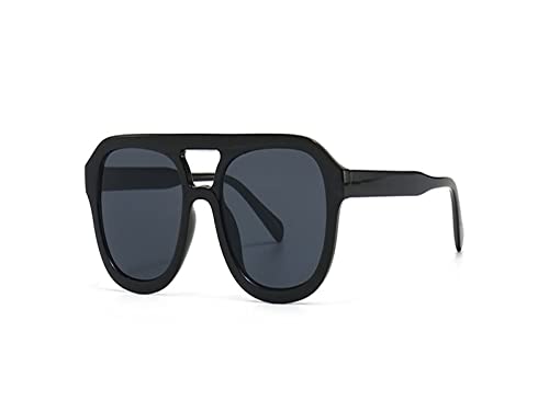 HLVDLSNI Klassische Retro-Sonnenbrille for Damen mit Leopardenmuster Doppelsteg Retro-Oversized-Sonnenbrille for Damen UV400(Black) von HLVDLSNI