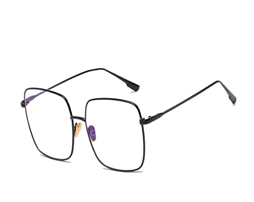 HLVDLSNI Klassische quadratische transparente Brillengestell Damenmode Marke Anti Blaulicht Brillen Damen Vintage Trendy Sonnenbrille(C5 Black Clear) von HLVDLSNI