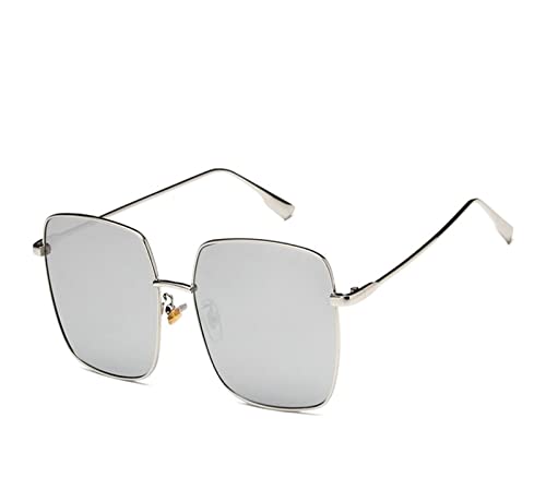 HLVDLSNI Klassische quadratische transparente Brillengestell Damenmode Marke Anti Blaulicht Brillen Damen Vintage Trendy Sonnenbrille(Silver Silver) von HLVDLSNI