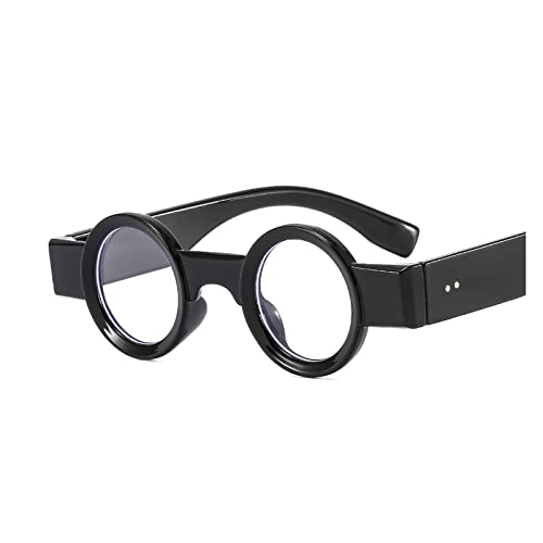 HLVDLSNI Kleine Runde Klare Linse Brille for Frauen Trendige Transparente Computerbrillen Mode Retro Vintage Optische Brillenbrillen(Black) von HLVDLSNI