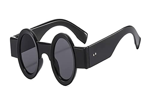 HLVDLSNI Kleine Runde Klare Linse Brille for Frauen Trendige Transparente Computerbrillen Mode Retro Vintage Optische Brillenbrillen(Black Gray) von HLVDLSNI