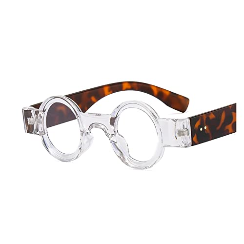 HLVDLSNI Kleine Runde Klare Linse Brille for Frauen Trendige Transparente Computerbrillen Mode Retro Vintage Optische Brillenbrillen(Clear Leopard) von HLVDLSNI