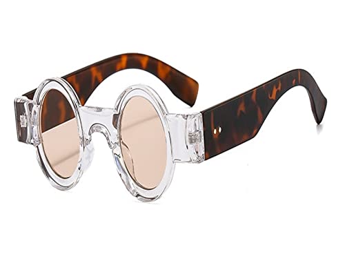 HLVDLSNI Kleine Runde Klare Linse Brille for Frauen Trendige Transparente Computerbrillen Mode Retro Vintage Optische Brillenbrillen(Clear Tea) von HLVDLSNI