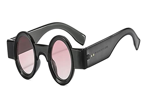 HLVDLSNI Kleine Runde Klare Linse Brille for Frauen Trendige Transparente Computerbrillen Mode Retro Vintage Optische Brillenbrillen(Gray Pink) von HLVDLSNI