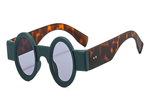 HLVDLSNI Kleine Runde Klare Linse Brille for Frauen Trendige Transparente Computerbrillen Mode Retro Vintage Optische Brillenbrillen(Green Leopard) von HLVDLSNI