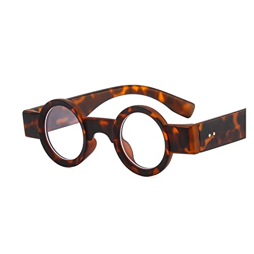 HLVDLSNI Kleine Runde Klare Linse Brille for Frauen Trendige Transparente Computerbrillen Mode Retro Vintage Optische Brillenbrillen(Lropard) von HLVDLSNI