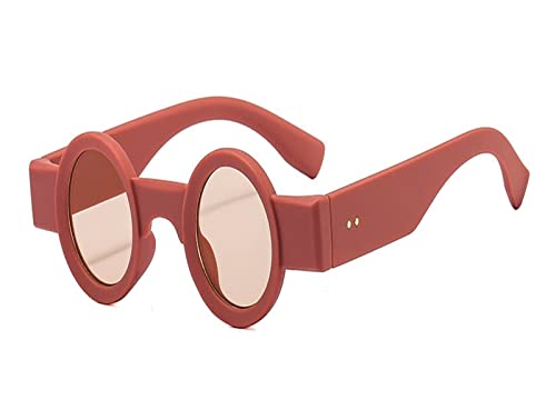 HLVDLSNI Kleine Runde Klare Linse Brille for Frauen Trendige Transparente Computerbrillen Mode Retro Vintage Optische Brillenbrillen(Red Tea) von HLVDLSNI