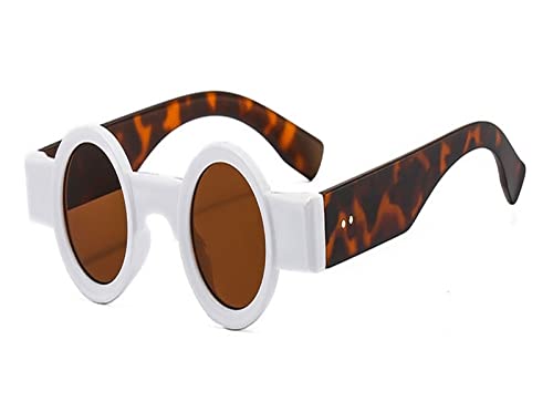HLVDLSNI Kleine Runde Klare Linse Brille for Frauen Trendige Transparente Computerbrillen Mode Retro Vintage Optische Brillenbrillen(White Tea) von HLVDLSNI