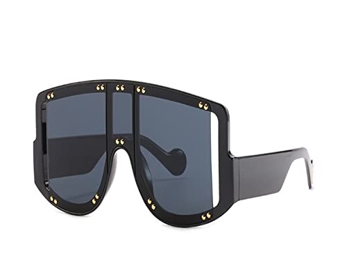 HLVDLSNI Männer Brille Übergroße Sonnenbrille Frauen Großen Rahmen Vintage Marke Designer Mode Große Quadratische Gradient Sonnenbrille Weibliche UV(Black Gray) von HLVDLSNI