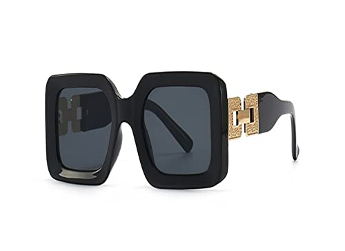 HLVDLSNI Modemarke quadratische Sonnenbrille Frauen neue rechteckige Sonnenbrille Frauen schwarze Brille Fahrerbrille UV400(Black) von HLVDLSNI
