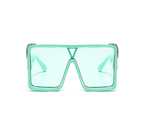 HLVDLSNI Modische eckige Sonnenbrille for Damen, blaue große Retro-Brille for Herren, neue übergroße schwarze Sonnenbrille for Damen(Green Blue) von HLVDLSNI