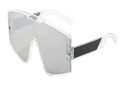 HLVDLSNI Oversized-Sonnenbrille for die trendige Retro-Brille for Damen(Clear Silver) von HLVDLSNI