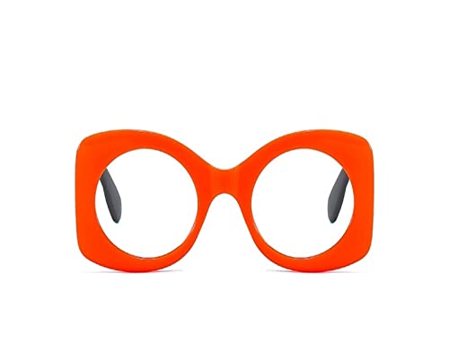 HLVDLSNI Rechteckige Retro-Sonnenbrille for Damen, quadratisch, großer Rahmen, übergroße Herren-Sonnenbrille UV400(Orange Clear) von HLVDLSNI