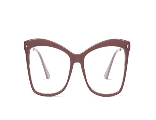 HLVDLSNI Retro-Cat-Eye-Niet-Damenbrille Damenbrille aus Metall mit Rahmen(Khaki) von HLVDLSNI