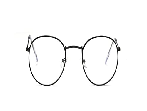 HLVDLSNI Retro Oval Brillengestell Transparente Optik Damen Brillengestell Transparente Gläser(Bright black) von HLVDLSNI