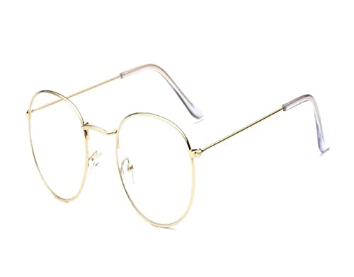 HLVDLSNI Retro Oval Brillengestell Transparente Optik Damen Brillengestell Transparente Gläser(Gold) von HLVDLSNI