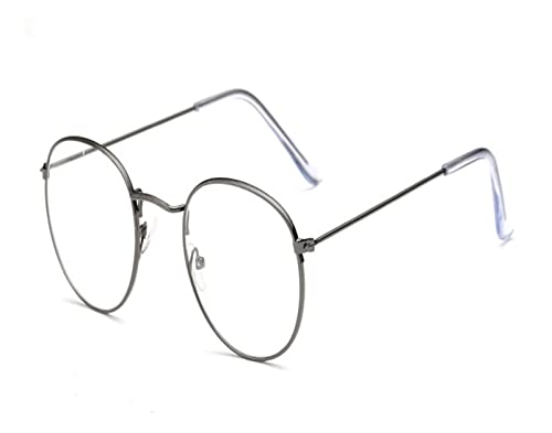 HLVDLSNI Retro Oval Brillengestell Transparente Optik Damen Brillengestell Transparente Gläser(Gun) von HLVDLSNI