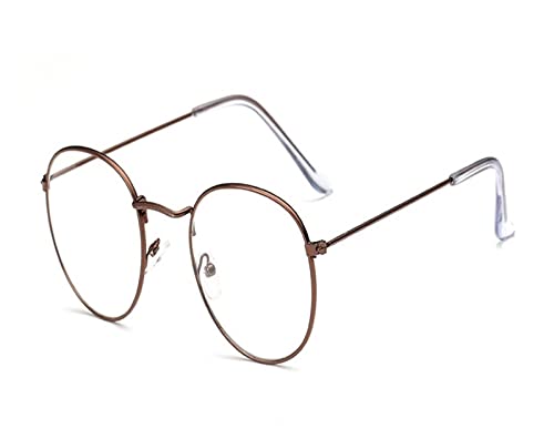 HLVDLSNI Retro Oval Brillengestell Transparente Optik Damen Brillengestell Transparente Gläser(Tea) von HLVDLSNI
