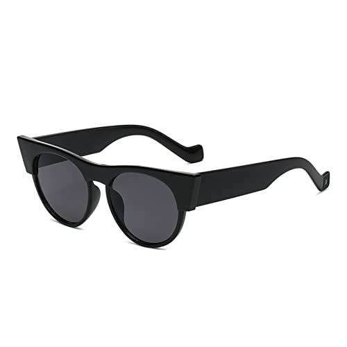 HLVDLSNI Schwarze Cat-Eye-Sonnenbrille im Retro-Stil for weibliche Markendesigner Runde Sonnenbrille(C04) von HLVDLSNI
