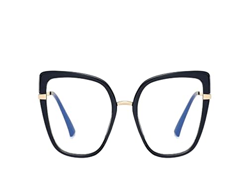 HLVDLSNI Sexy Blue Leopard Anti Blue Light Brillengestelle Damenmode Quadratisch Transparent Brillengestelle Luxus Computerbrille(Black) von HLVDLSNI