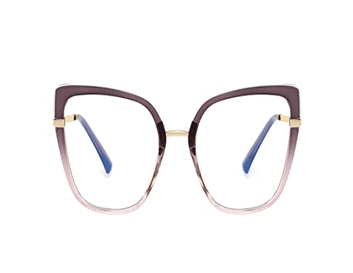 HLVDLSNI Sexy Blue Leopard Anti Blue Light Brillengestelle Damenmode Quadratisch Transparent Brillengestelle Luxus Computerbrille(Gray Pink) von HLVDLSNI