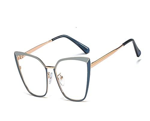 HLVDLSNI Sexy Brillengestell Damen transparente Linsen Brille(Gray Blue) von HLVDLSNI